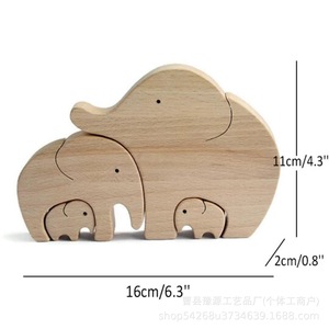 Wooden <b>Elephant</b> Family Ornament Handmade Irregular Shape Mother's Day <b>Decoration</b> - Product Image 4