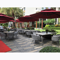 Meilleure vente, ensemble de meubles de jardin, table et chaises en corde tressée imperméable, pour la détente, salle à manger en plein air