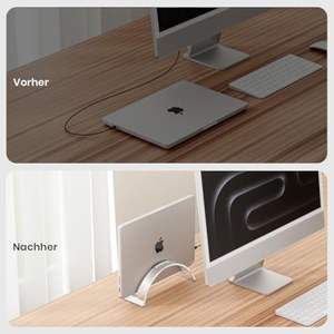 Venta al por mayor de diseño moderno personalizado curvado de acrílico transparente Vertical Laptop Stand para escritorio - Product Image 4