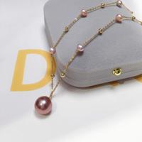 Exquisito Collar con Colgante Unisex de Perla de Agua Dulce Miuxi Edison Grado AAAAA, Cadena de Suéter con Flor Chapada en Oro de 18K, 45cm, Joyería