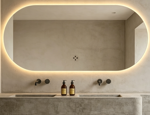 Oval LED Bathroom <b>Vanity</b> <b>Mirror</b> Wall-Mounted Smart Dimmable Touch Sensor <b>Lighted</b> Makeup <b>Mirror</b> with Art Deco Design for Washroom - Product Image 6