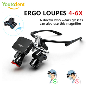 <span class=keywords><strong>Loupe</strong></span> LED pour endodontie 4-6X <span class=keywords><strong>Loupe</strong></span> 48 °   <span class=keywords><strong>Loupe</strong></span> chirurgicale pour implantologie Ergo Angle Design, distance de travail 350-500 mm pour une posture naturelle - Product Image 2