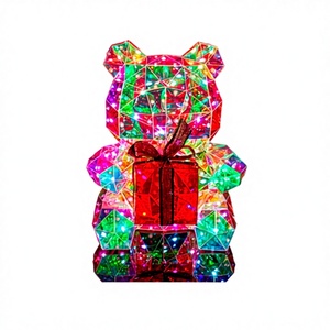 Décoration de Noël en forme d'ours en cristal de 10 pouces avec lumières LED et télécommande, 12 pièces/boîte, modèle 377561 - Product Image 1