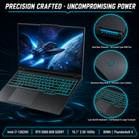 Laptop RTX BYD16 16.1 Inci 2K 2560x1600 165Hz Intel Core I7-13620H RTX5060 8GB GDDR7 DDR5 96GB 2x M.2 Windows 11 Notebook