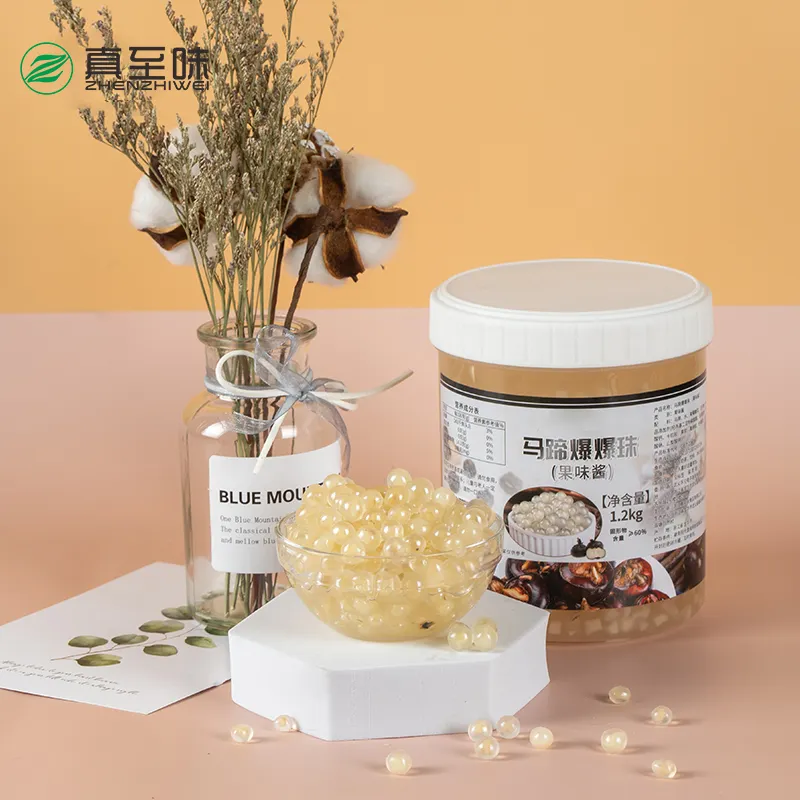 Factory Direct Sales 1.2Kg WATER-CHESTNUT Flavor Popping Boba Coconut Bubble Tea Branch Special Instant Popping Bursting Boba