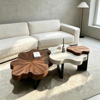 Table basse italienne ronde en pierre naturelle transparente, design moderne et contemporain, pour le salon, meubles de maison