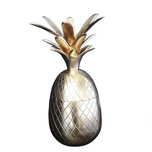 Seau à glace en métal en forme d'ananas, design glamour, refroidisseur de boissons pour fêtes, durable, forme ronde, idéal pour les anniversaires et les cadeaux. - Product Image 1