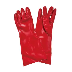 Sarung tangan pelindung antiselip, dilapisi PVC murah CE EN 388 penggunaan bahan kimia sarung tangan keselamatan industri