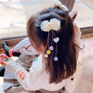 어린이 사이드 클립 헤어 액세서리 일본과 한국 새로운 반짝이 메쉬 활 사랑 헤어볼 프린지 머리핀