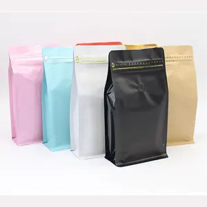 Customizable Logo Hot Sale 8 Side Seal Recyclable Zipper Stand Up Food Coffee Packaging Bag With Zipper And Exhaust Valve