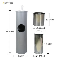 Poubelle en acier inoxydable recyclable, distributeur de lingettes humides sur pied en fer avec bac à déchets, design moderne pour hôtel, salle de sport, hôpital