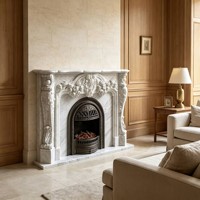 Cheminées, manteau de cheminée en marbre, cadre de cheminée sculpté en pierre naturelle pour la décoration intérieure de villa, compatible avec les inserts de cheminée électriques