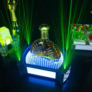 Bar Levert Stand Led Lichtgevende Champagne Houder Met Groene Laser Bar Ktv Party Lounge Night Club Gloeiende Wijn Base Display rack