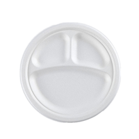 100% Plaque de pâte à papier compostable pour bagasse Assiette jetable à 3 compartiments