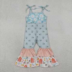 SR3582 RTS Mameluco para Bebé Niña con Estampado de Flores Arcoíris, Mameluco Rosa sin Mangas, Conjunto de Ropa de Dormir para Niños, Venta al por Mayor - Product Image 2