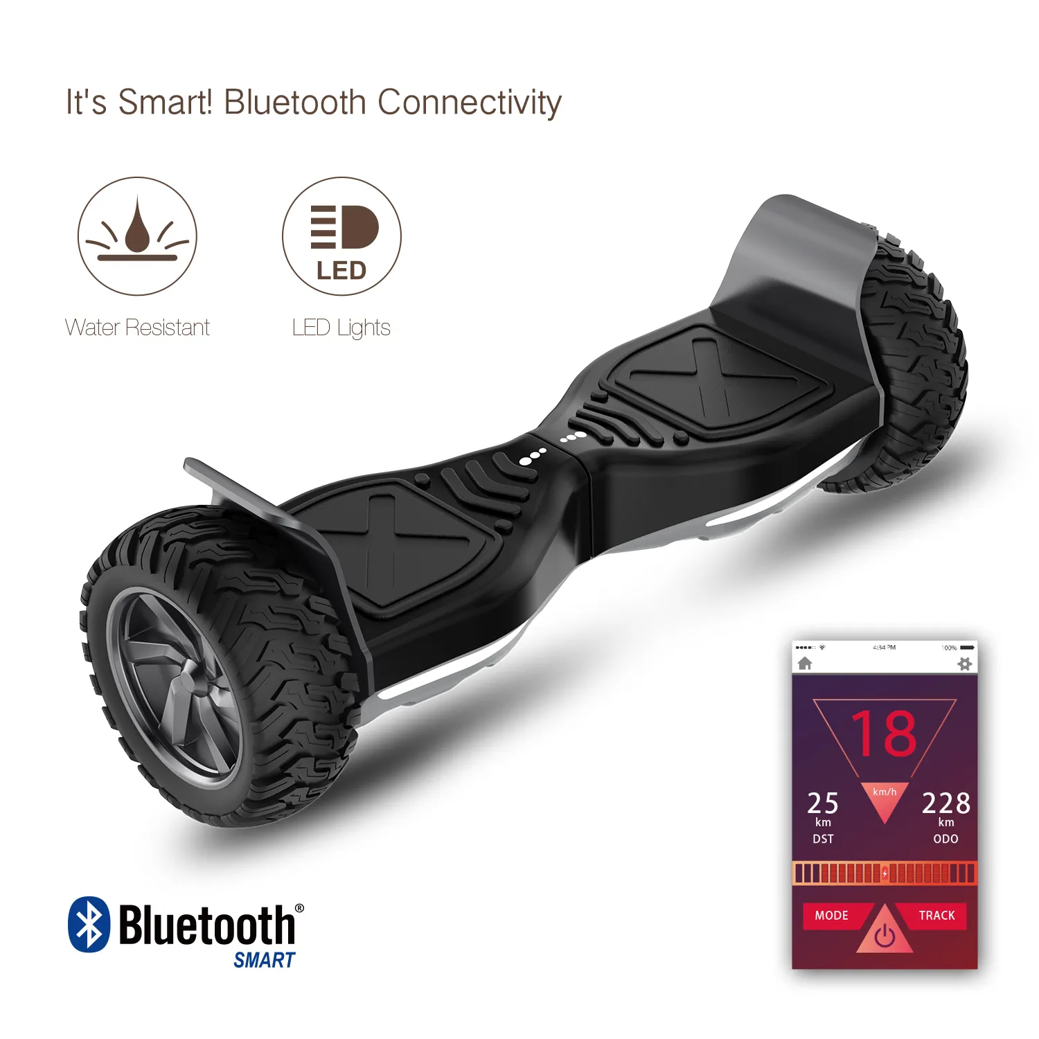 Professional best motors 8.5 inch off road tire hoverboard with bluetooth