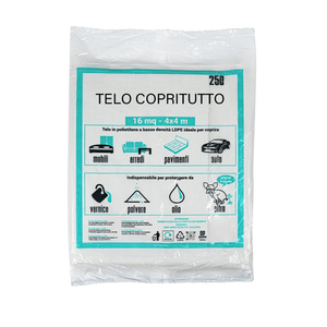 Telo Copritutto 16mq 4x4m, Copertura Protettiva per Mobili, Pavimenti, Auto, in LDPE a Bassa Densità - Product Image 4