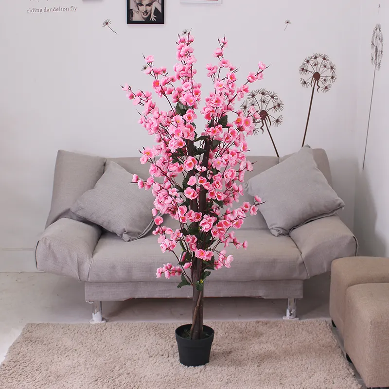 Fleur de cerisier rose artificiel, joli arbre, design OEM, pour l'intérieur, fleur de cerisier rose