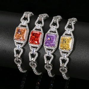 Wholesale Fashion Jewelry Eco-friendly Copper 10*12MM Ice Out Cubic Zirconia Women Fashion Square Chain Link <b>Bracelet</b> - Product Image 2