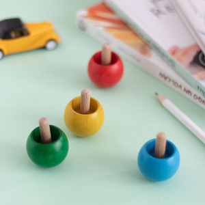Toupies rondes colorées <span class=keywords><strong>en</strong></span> <span class=keywords><strong>bois</strong></span> de 35 mm, fabriquées à la main <span class=keywords><strong>en</strong></span> <span class=keywords><strong>bois</strong></span> naturel, Ball Dancer, fournisseur d'artisanat classique - Product Image 1