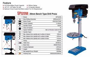 <span class=keywords><strong>Taladro</strong></span> de Banco Eléctrico Industrial Mini de 13mm 16mm 20mm 25mm 32mm Z4113 Z4116 Z4120 SP5220A - Product Image 6