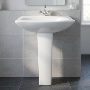 Vistaar Factory Direct Lavabo rectangulaire en céramique blanche sur pied complet, équipement sanitaire de salle de bain - Product Image 5