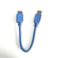 Kabel ekstensi USB 3.0 pria ke wanita, kabel ekstensi A male ke B male, kabel cetak biru hitam dengan mur M3 tetap untuk kabel data komputer