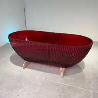 Baignoire transparente en résine autoportante de couleur bleue design pour hôtel, salle de bain, extérieur