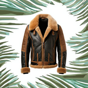 Veste d'hiver pour homme Mexion, col rabattu, fermeture éclair, cuir d'agneau véritable fin, noir, marron, service OEM, respirante - Product Image 3