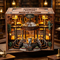 Kit de maison de poupée miniature DIY, salle d'archives en bois, puzzle 3D, modèle de maison en MDF, assemblage manuel, cadeau créatif pour les amateurs