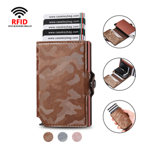 Cartera de Cuero PU con Camuflaje, Antirrobo, para Tarjetas de Crédito, con Sistema de Expulsión de Tarjetas, Nueva Cartera con Porta Tarjetas Extraíble para Hombre - Product Image 3