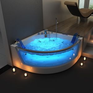 Bain à remous moderne en acrylique blanc pour 2 personnes, en forme d'éventail, <span class=keywords><strong>petit</strong></span>, pour <span class=keywords><strong>intérieur</strong></span>, avec fonctions de trempage et de massage, pour hôtels, extérieur - Product Image 1