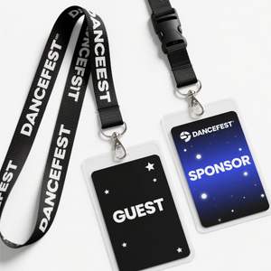 Lanière de cou tissée de sécurité avec porte-badge en PVC, écologique et durable, lanière en polyester personnalisée pour les événements de bureau - Product Image 2