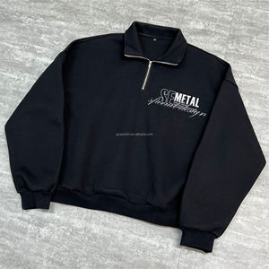 เสื้อฮู้ดซิปผู้ชายไซส์ใหญ่ ผ้าเฟรนช์เทอร์รี่ 100% คอตตอน หนานุ่ม ระบายอากาศได้ดี สไตล์สตรีทแวร์ ซิป ¼ ตัว  แบบสั่งทำพิเศษ - Product Image 3