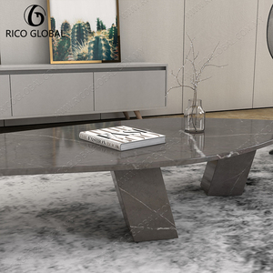 Traditional Grey Marble Coffee <b>Table</b> with <b>Stone</b> <b>Top</b> Minimalist Design for Living Room Home Hotel & Apartment - Product Image 2