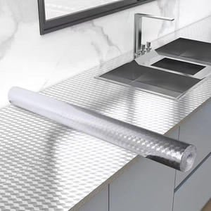 Résistant à l'huile brillant 3D feuille d'aluminium stickers muraux résistant à la chaleur étanche auto-adhésif <span class=keywords><strong>cuisine</strong></span> dosseret papier peint rouleaux - Product Image 1