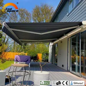 23ft Aluminum Folding Arm Awning Motorized Retractable Awnings Full Cassette Awning