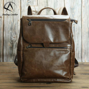 Sac à dos en cuir de vache véritable Andong, décontracté, simple, pour homme, sac d'école, sac à bandoulière pour ordinateur portable 15,6 pouces, tendance pour étudiants - Product Image 1