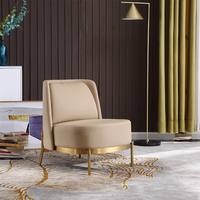 Chaise simple de luxe moderne à structure dorée chaise de loisirs italienne rembourrée fauteuil de salon nordique recouvert de cuir/tissu
