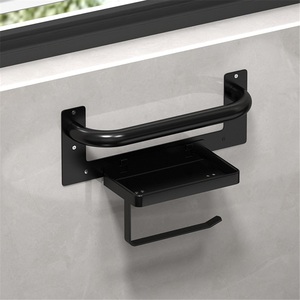 Toilet <b>Paper</b> Roll Holder with Armrests Wall-Mounted <b>Tissue</b> Holder in Bathroom Mobile Phone Rack Zinc Alloy Modern Design - Product Image 3