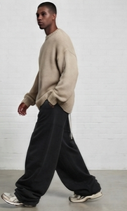 Men's Modern Loose Fit Wide Leg Solid Color <b>Sweatpants</b> <b>Oversized</b> Baggy Athletic Streetwear Bottoms - Product Image 4