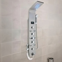 Ensemble de douche thermostatique mural pour hôtel avec écran LED, affichage numérique de la température, laiton brossé, système de panneau de douche à poignée unique