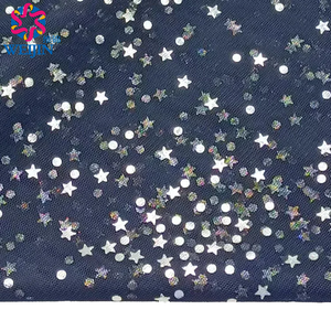 100% di tintura tessile <span class=keywords><strong>in</strong></span> poliestere con motivo a forma di stella <span class=keywords><strong>in</strong></span> lamina lucida <span class=keywords><strong>Tulle</strong></span> Power Mesh tessuto <span class=keywords><strong>in</strong></span> maglia da palcoscenico abbigliamento per feste decorazione di abiti da festa - Product Image 2