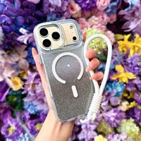 Funda Magnética con Polvo Brillante para iPhone 18 Pro Max, Decoración de Diamantes, Híbrida de TPU y PC, Antiarañazos, Cobertura Total