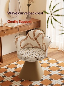 Comodidad 360 °   Silla Giratoria de Tela Moderna <span class=keywords><strong>con</strong></span> <span class=keywords><strong>Respaldo</strong></span> Curvo para Dormitorio o Vestidor - Product Image 2