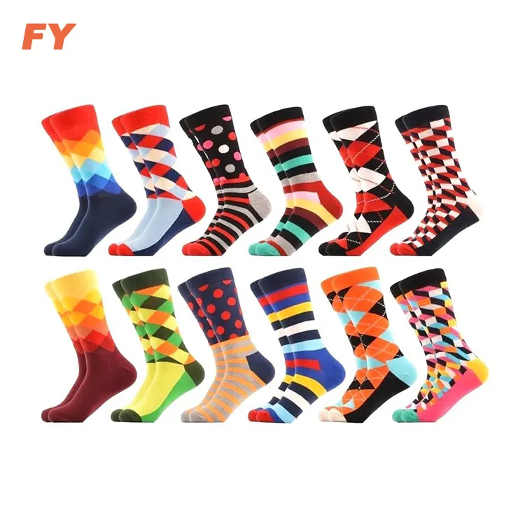 fashion happiness socks custom made colorful cotton bamboo fancyed cool bright colored business mens dress socks for men
