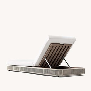 Chaise longue de jardin moderne en teck et corde, durable et luxueuse, idéale pour les hôtels, les patios, les piscines, les parcs, les cours et les villas - Product Image 3