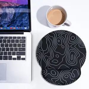 Topographic Lines Mouse Pad With Wrist Rest Non-Slip Rubber Base And Comfortable Gel Wrist Support For Office And Home