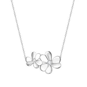 RINNTIN EQN16在线时尚珠宝女士项链真正的925银CZ花项链