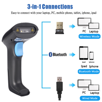 Lector de Códigos QR 2D Inalámbrico Bluetooth YHDAA, Escáner de Códigos de Barras Portátil POS para IOS y Android, Inventario de Almacén